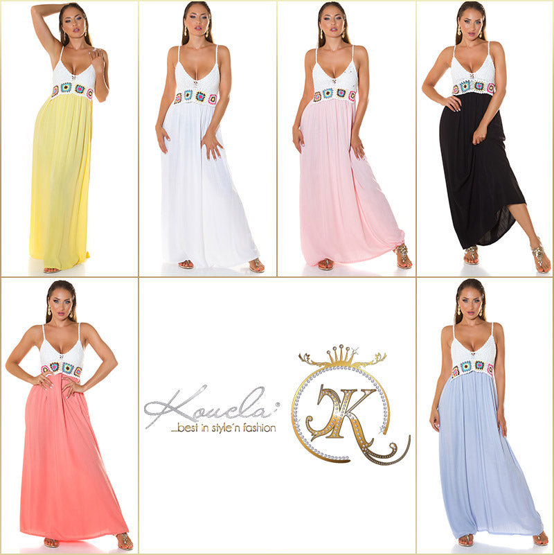 Modna sukienka Maxidress w stylu boho z haftem