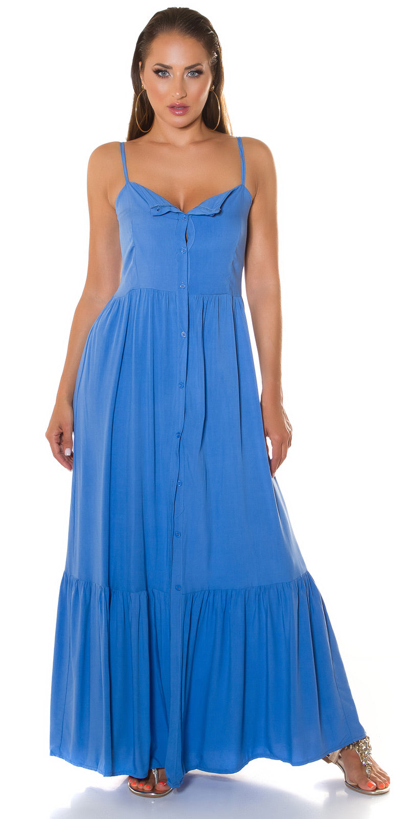 Modna letnia sukienka Maxidress z guzikami