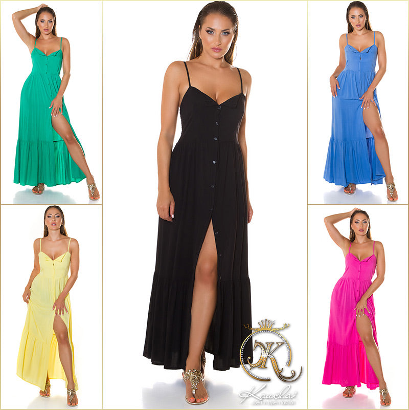 Modna letnia sukienka Maxidress z guzikami