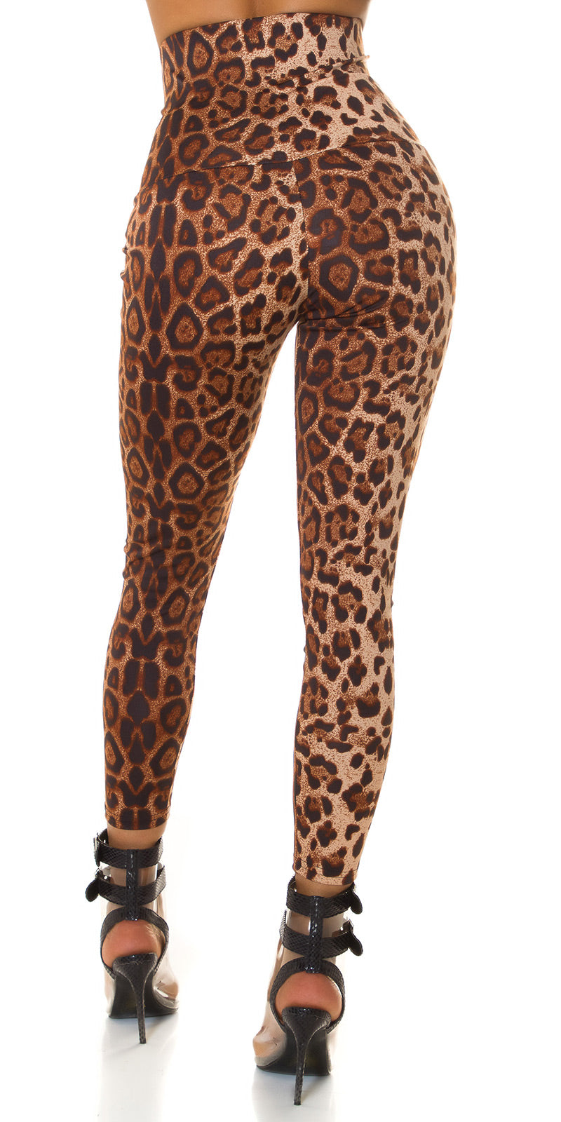Seksowne spodnie z wysokim stanem Leo Print Corsage look