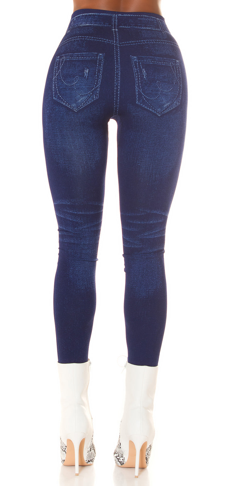Seksowne legginsy z wysokim stanem w dżinsowym stylu