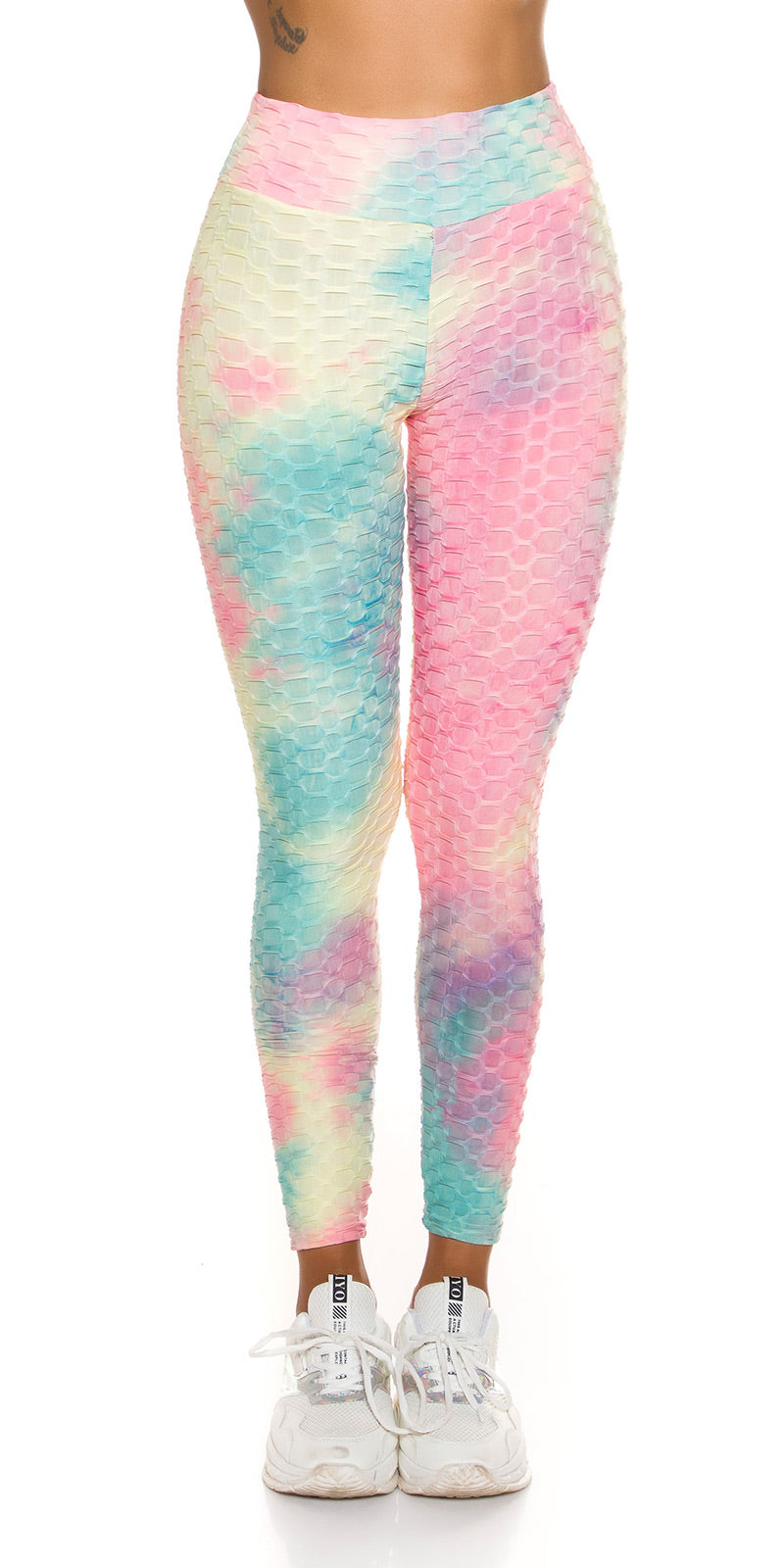 Seksowne legginsy push-up z akwarelowym nadrukiem
