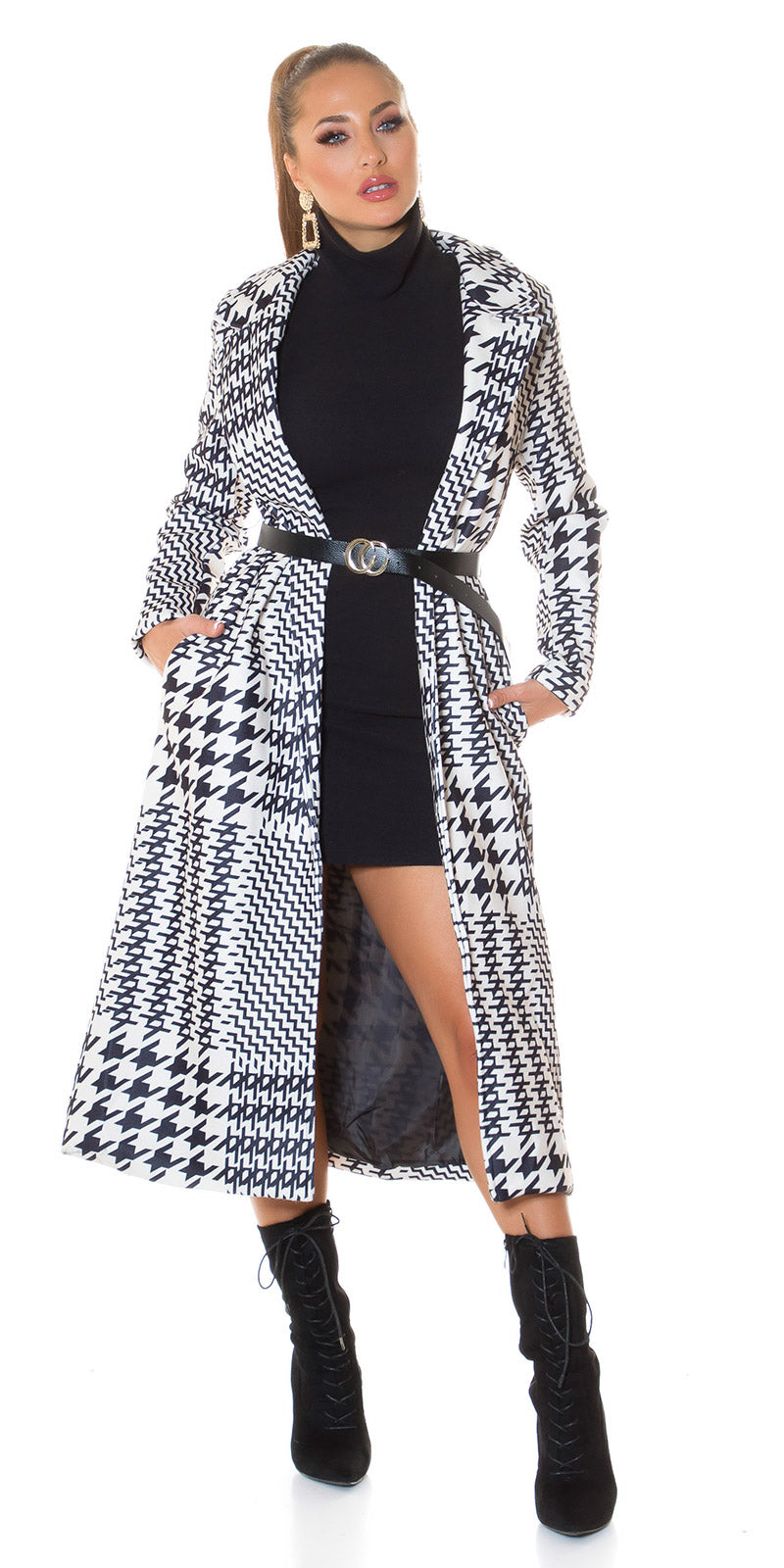Płaszcz zimowy Parisian Chic z wzorem w pepitkę