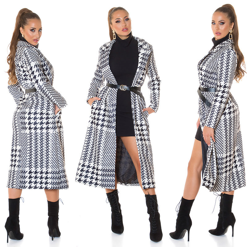 Płaszcz zimowy Parisian Chic z wzorem w pepitkę