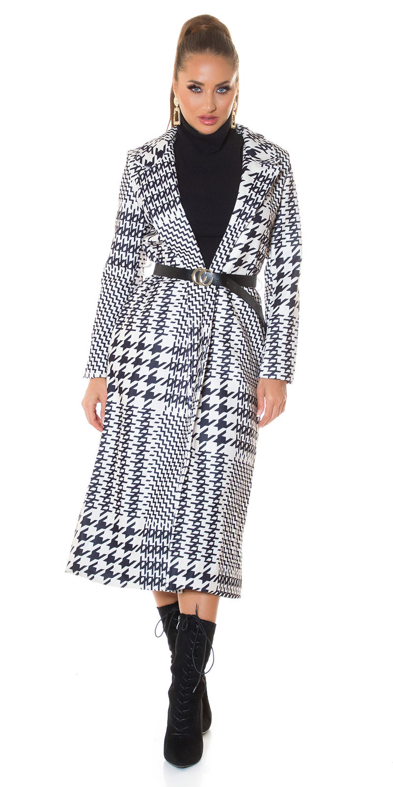 Płaszcz zimowy Parisian Chic z wzorem w pepitkę