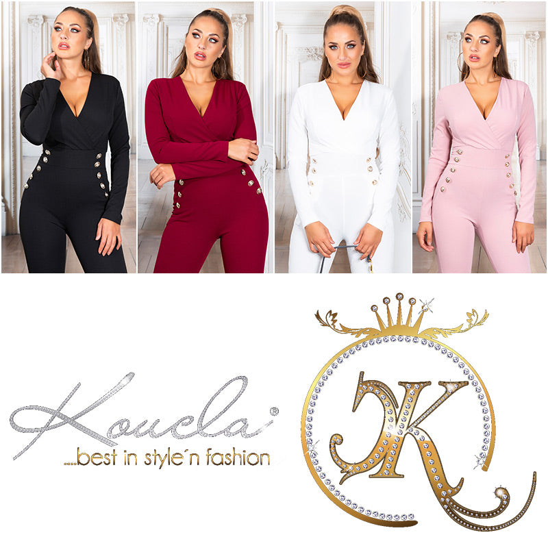 Seksowny !Koucla! Elegancki kombinezon z dekoltem w szpic