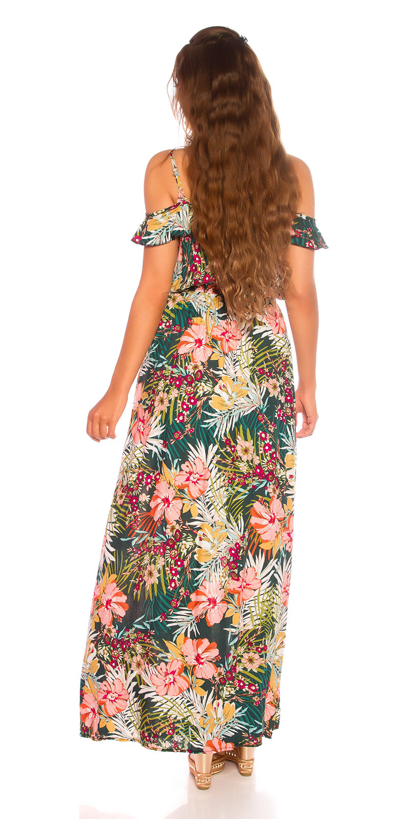 Seksowna letnia sukienka Maxidress z odkrytymi ramionami