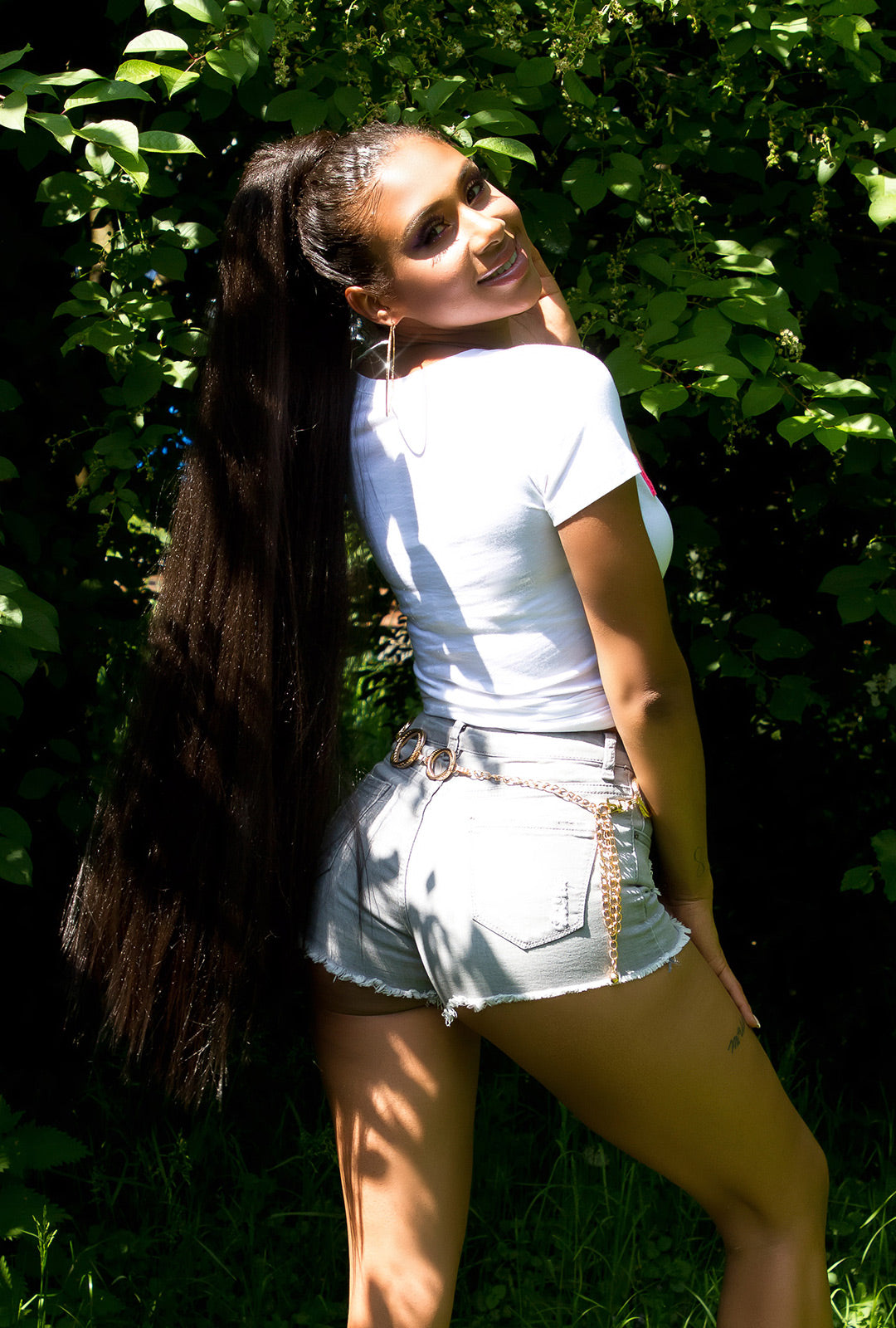 Seksowne jeansowe szorty w stylu "used look