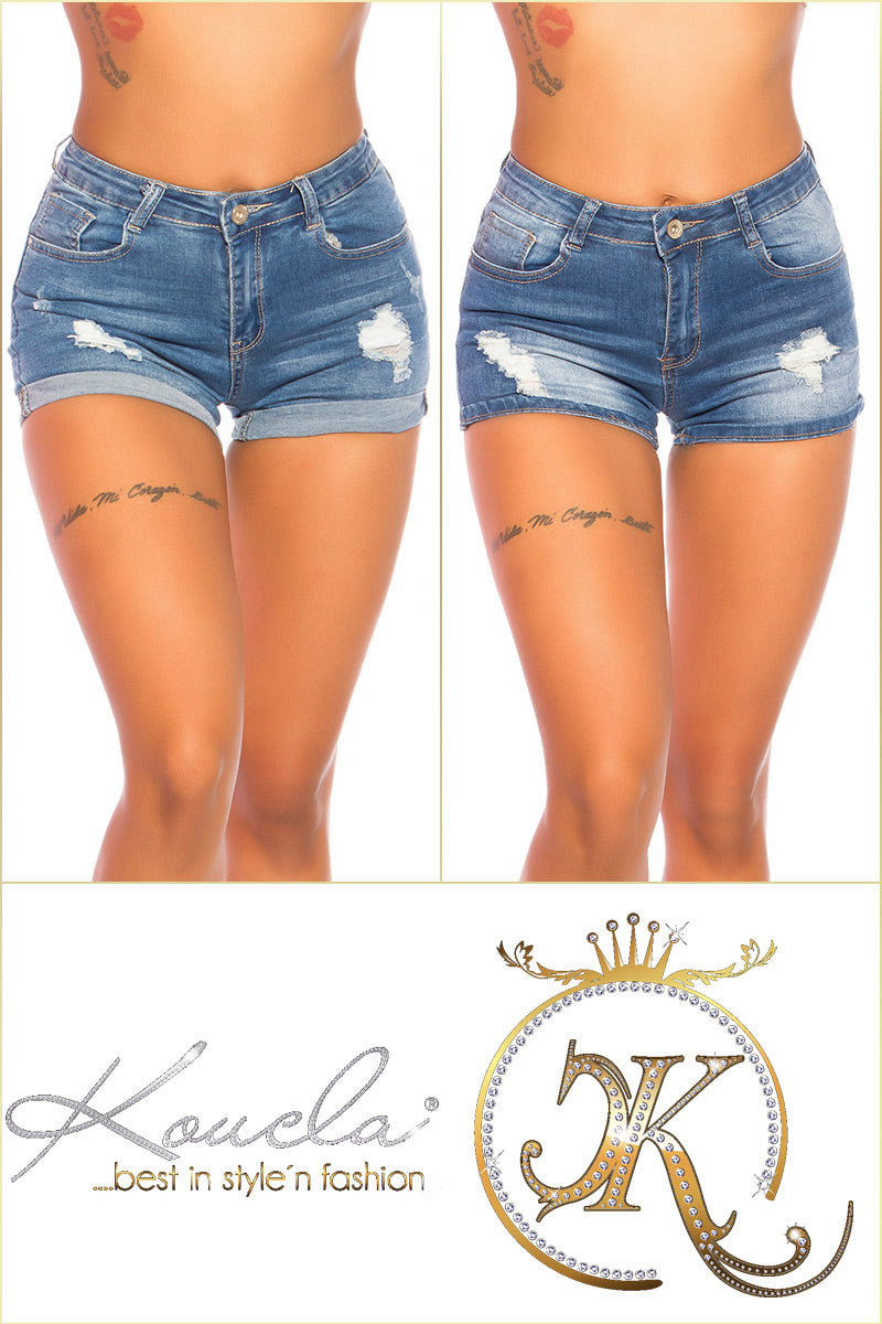 Seksowne jeansowe szorty w stylu "used look
