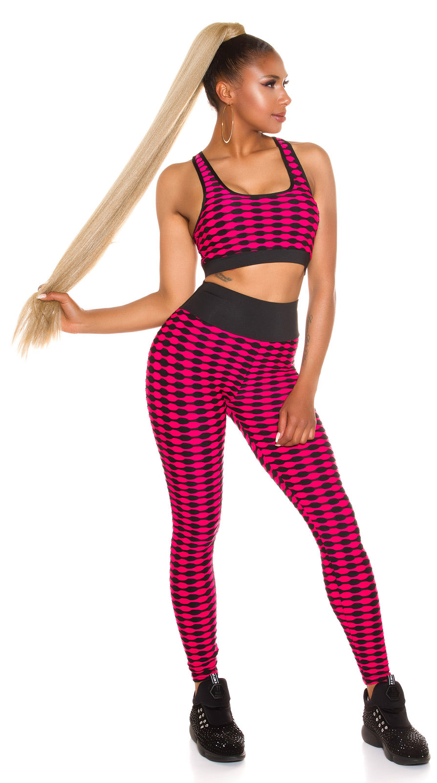 Seksowny sportowy zestaw - crop top + legginsy push-up