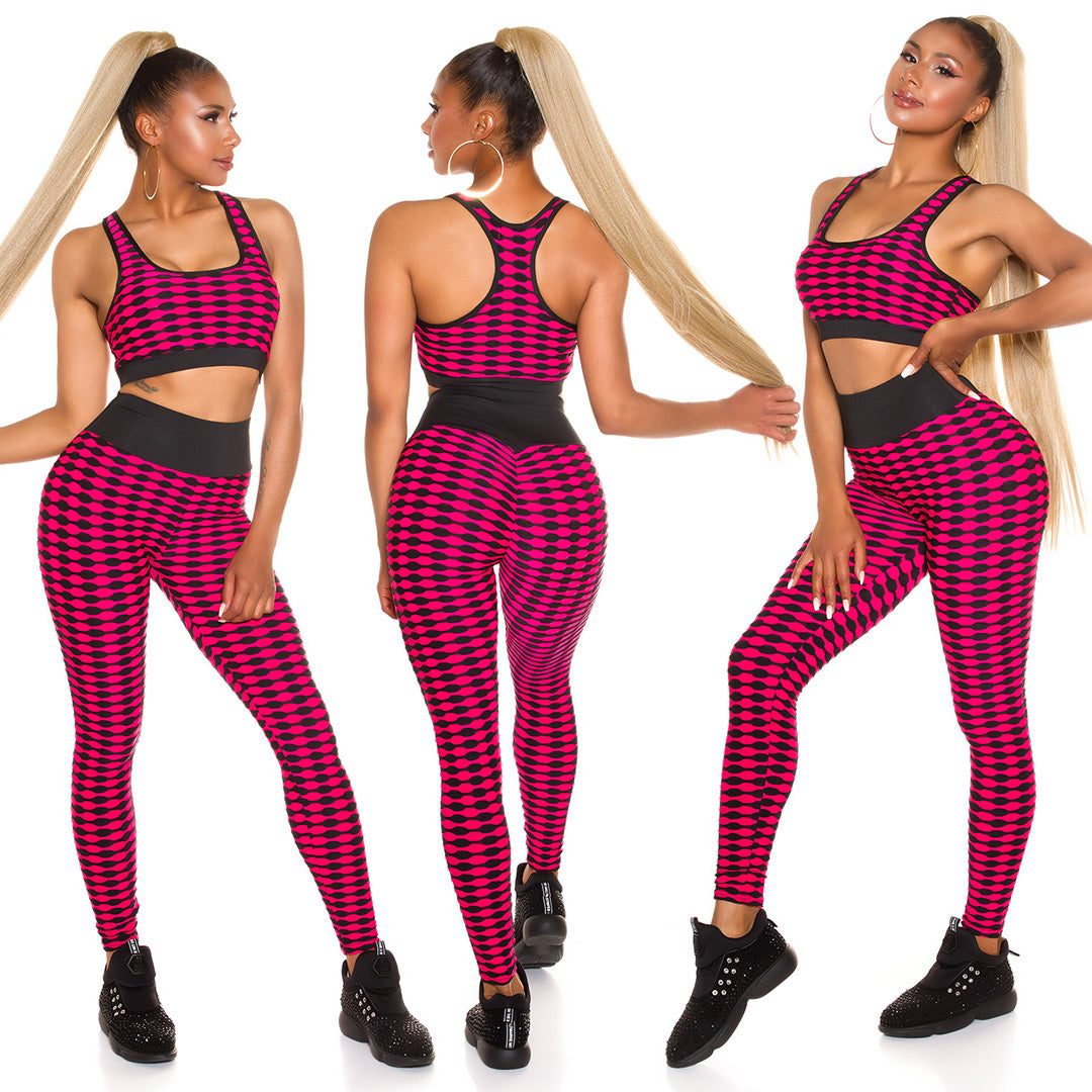 Seksowny sportowy zestaw - crop top + legginsy push-up