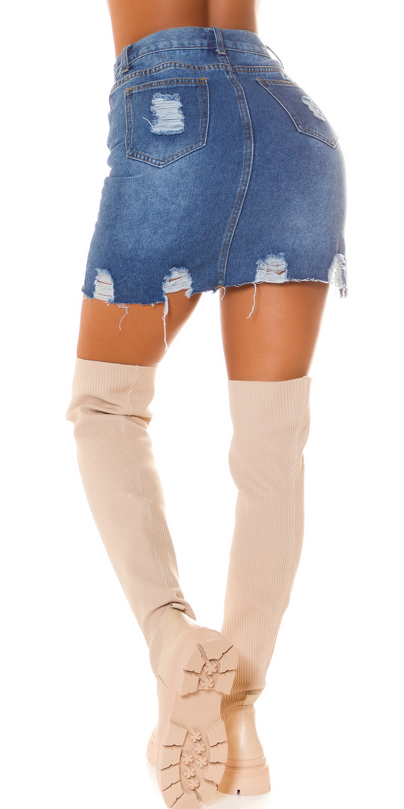 Modne płaskie buty za kolano w prążki Musthave