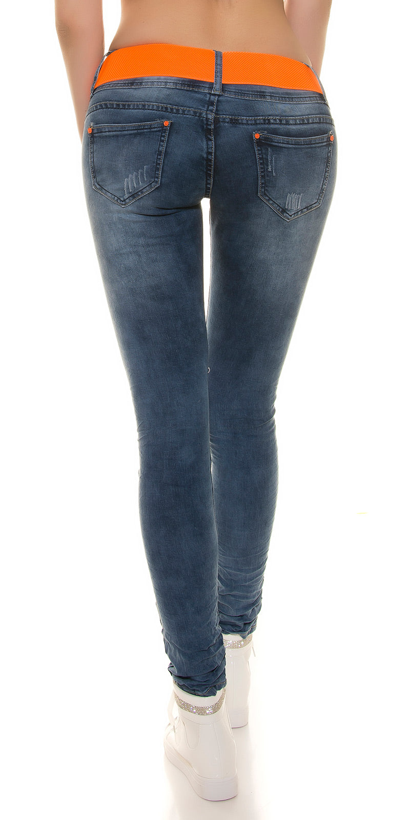 Seksowne skinny z usedlook z lukami + pasek