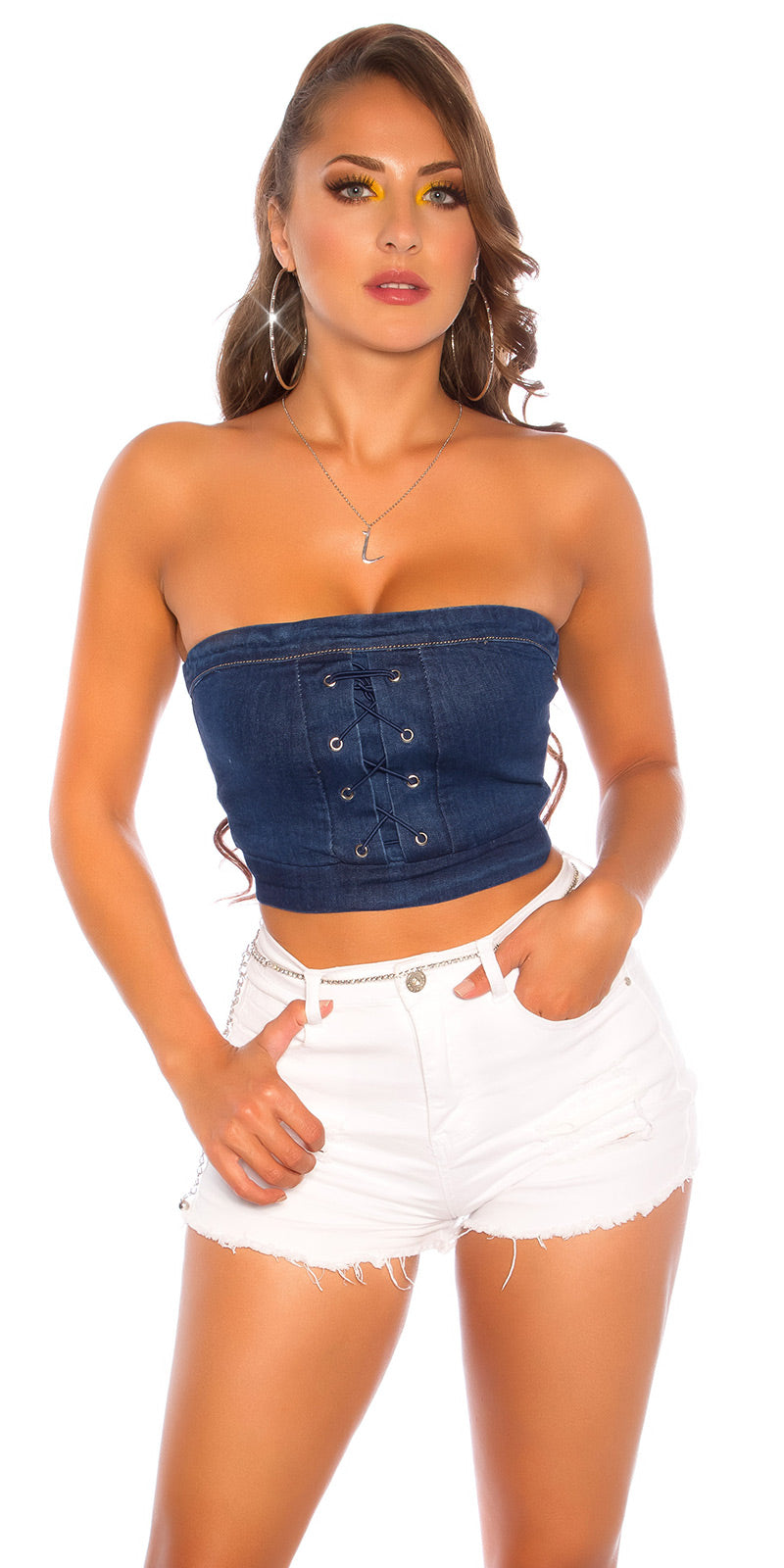 Seksowny jeansowy top bandeau