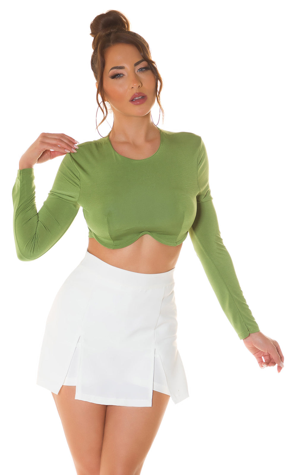 Sexy Musthave Crop Top z długim rękawem