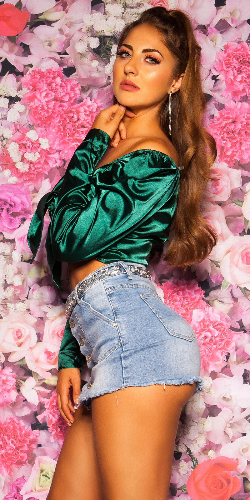 Sexy Crop Top Satin Look