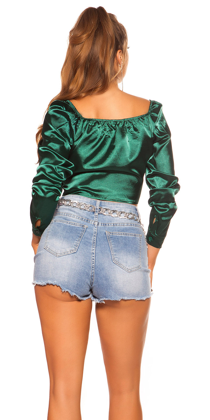 Sexy Crop Top Satin Look