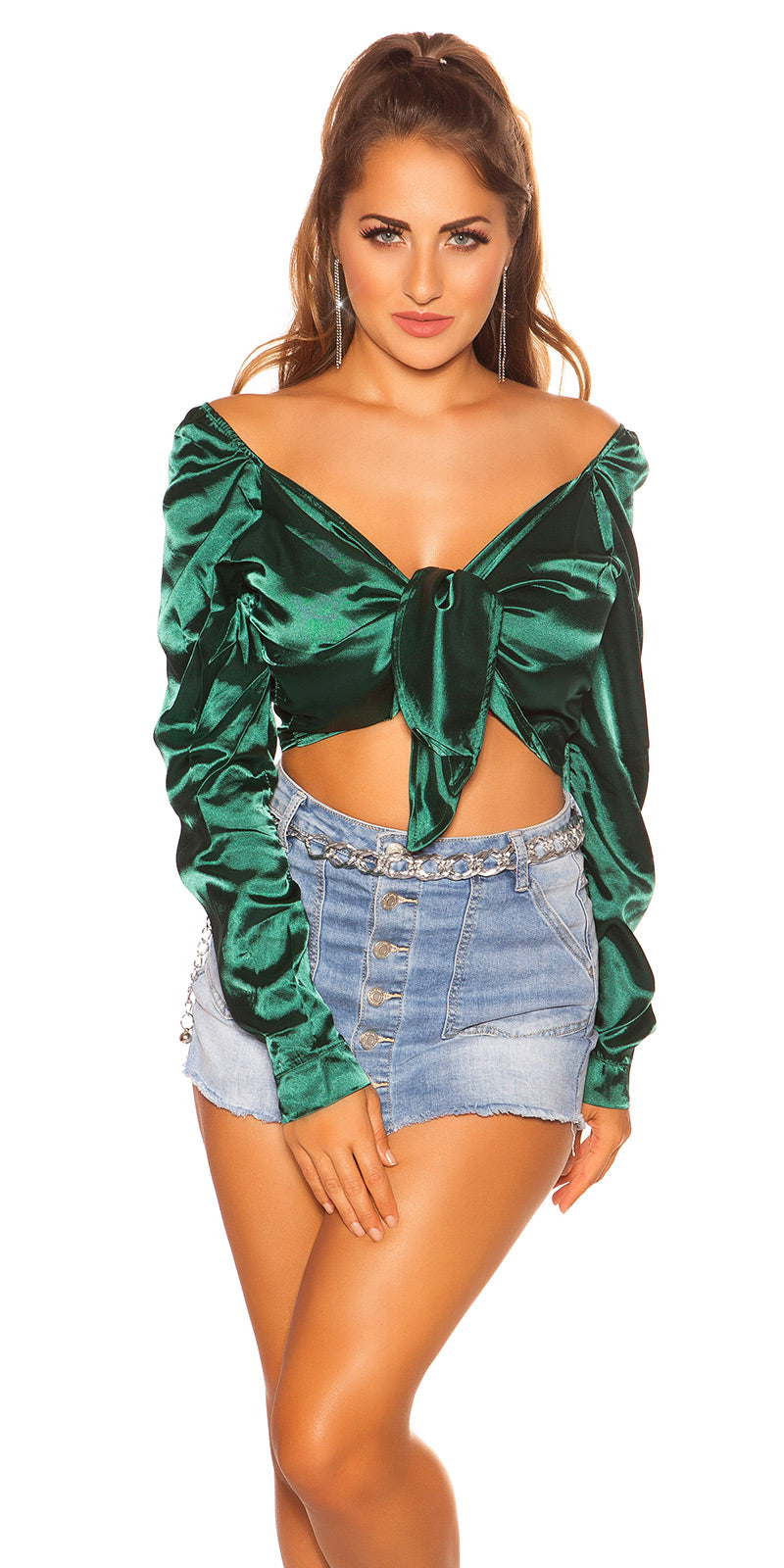 Sexy Crop Top Satin Look