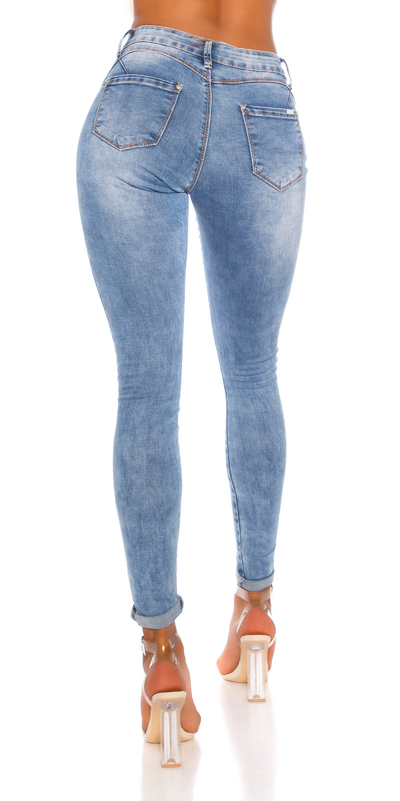 Modne jeansy skinny "international love"