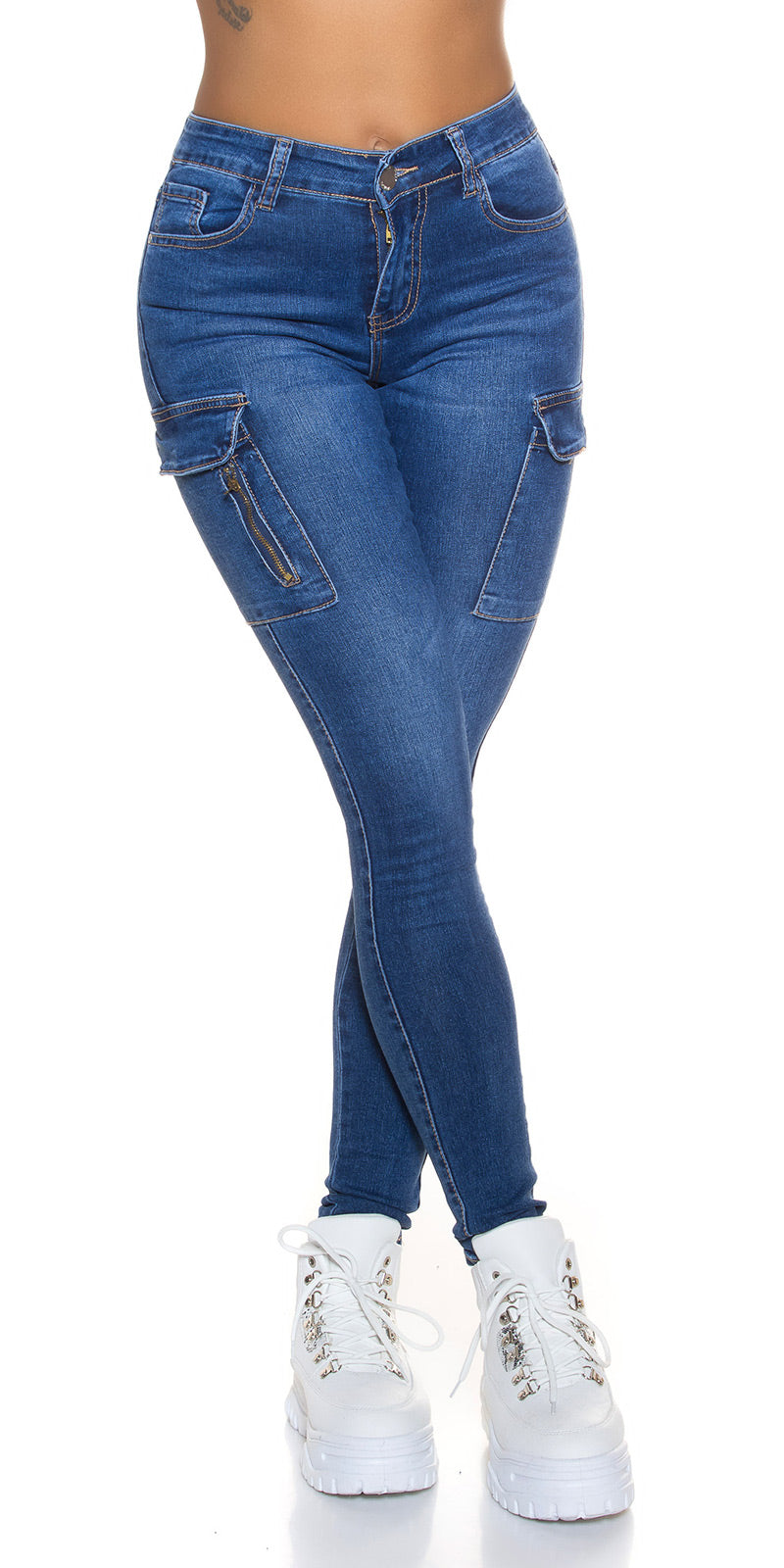 Seksowne jeansy skinny cargo