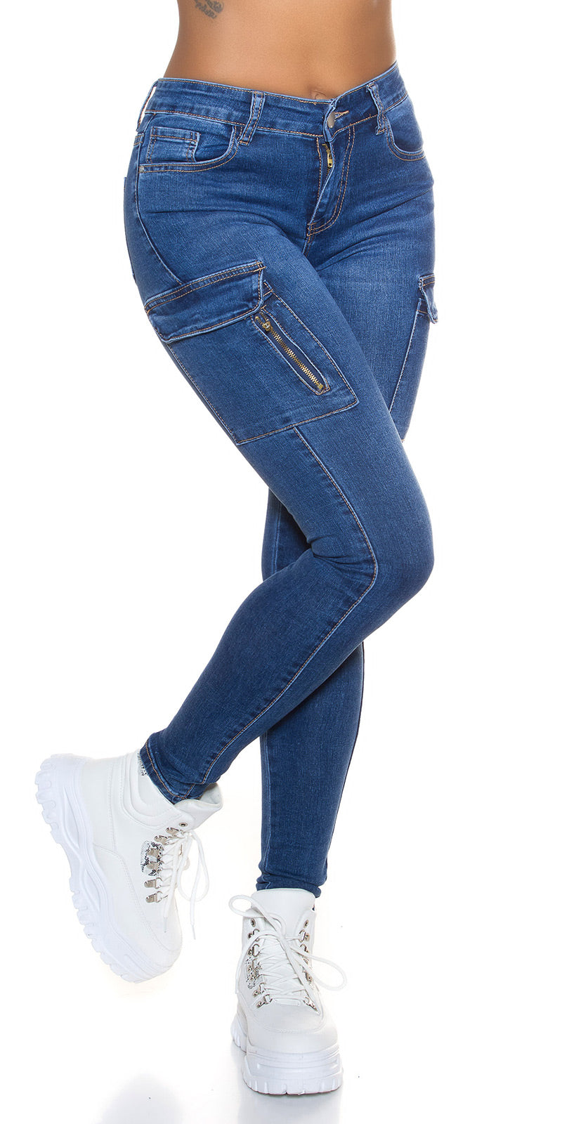 Seksowne jeansy skinny cargo