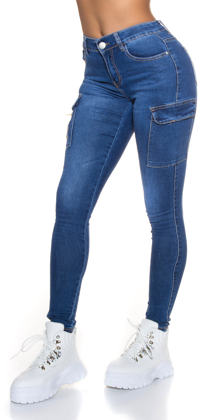 Seksowne jeansy skinny cargo