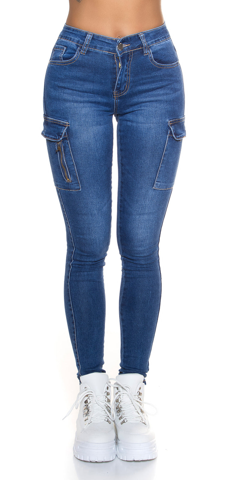 Seksowne jeansy skinny cargo