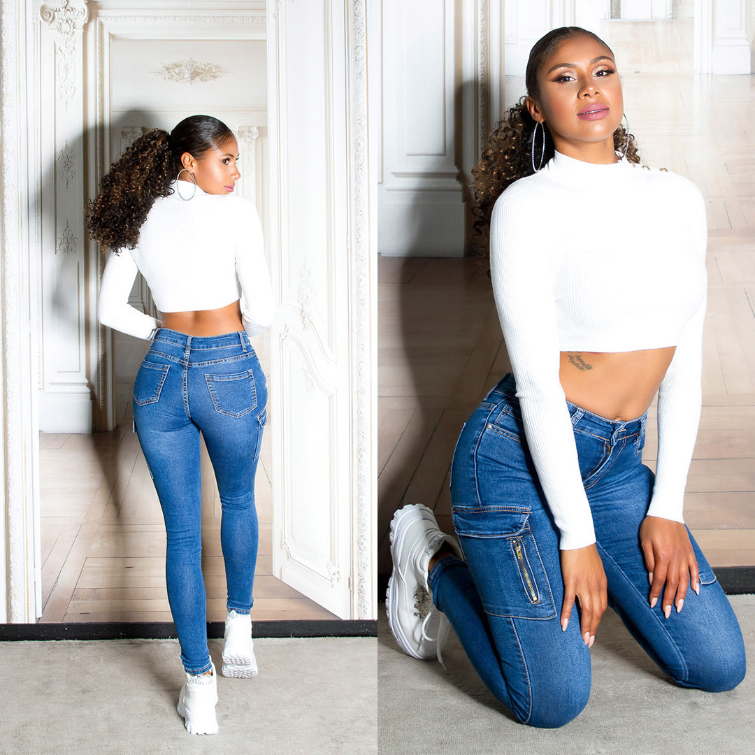 Seksowne jeansy skinny cargo