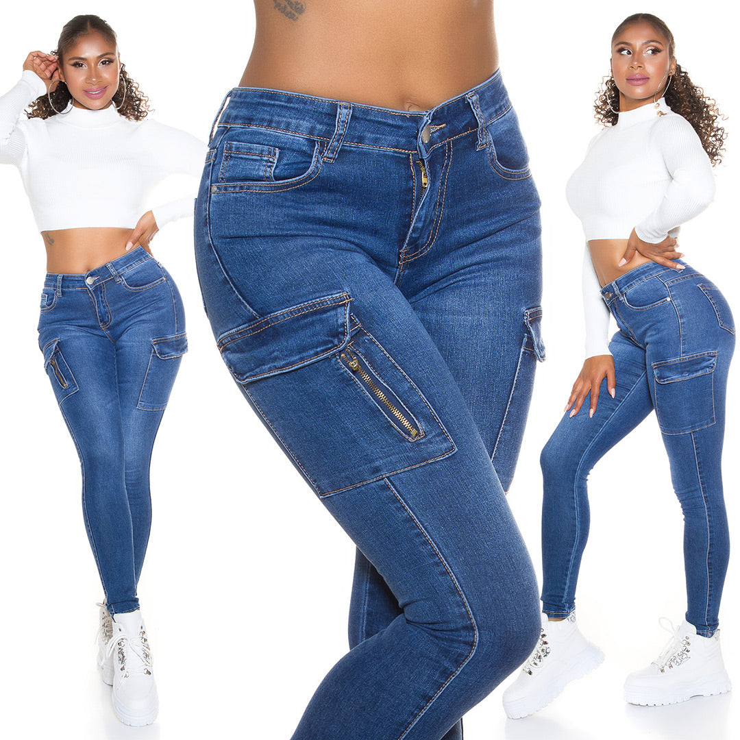 Seksowne jeansy skinny cargo
