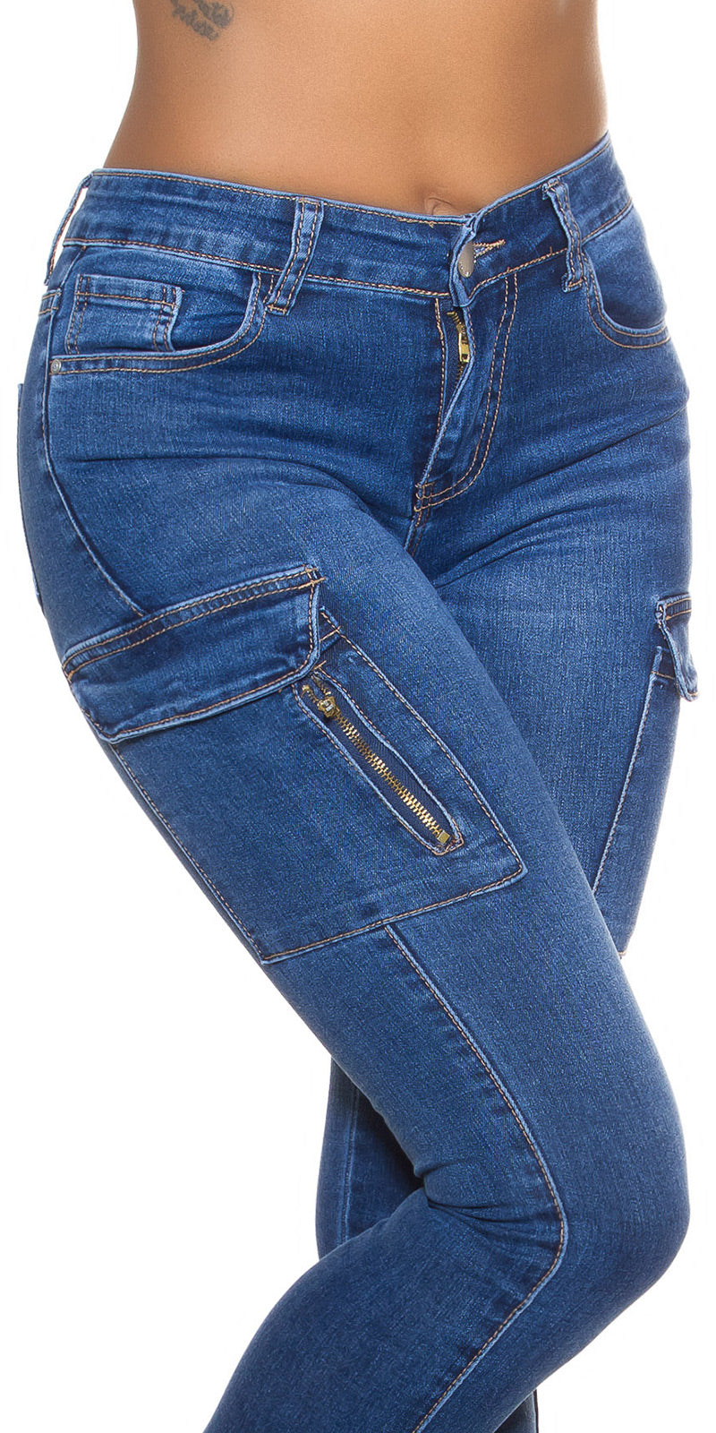 Seksowne jeansy skinny cargo