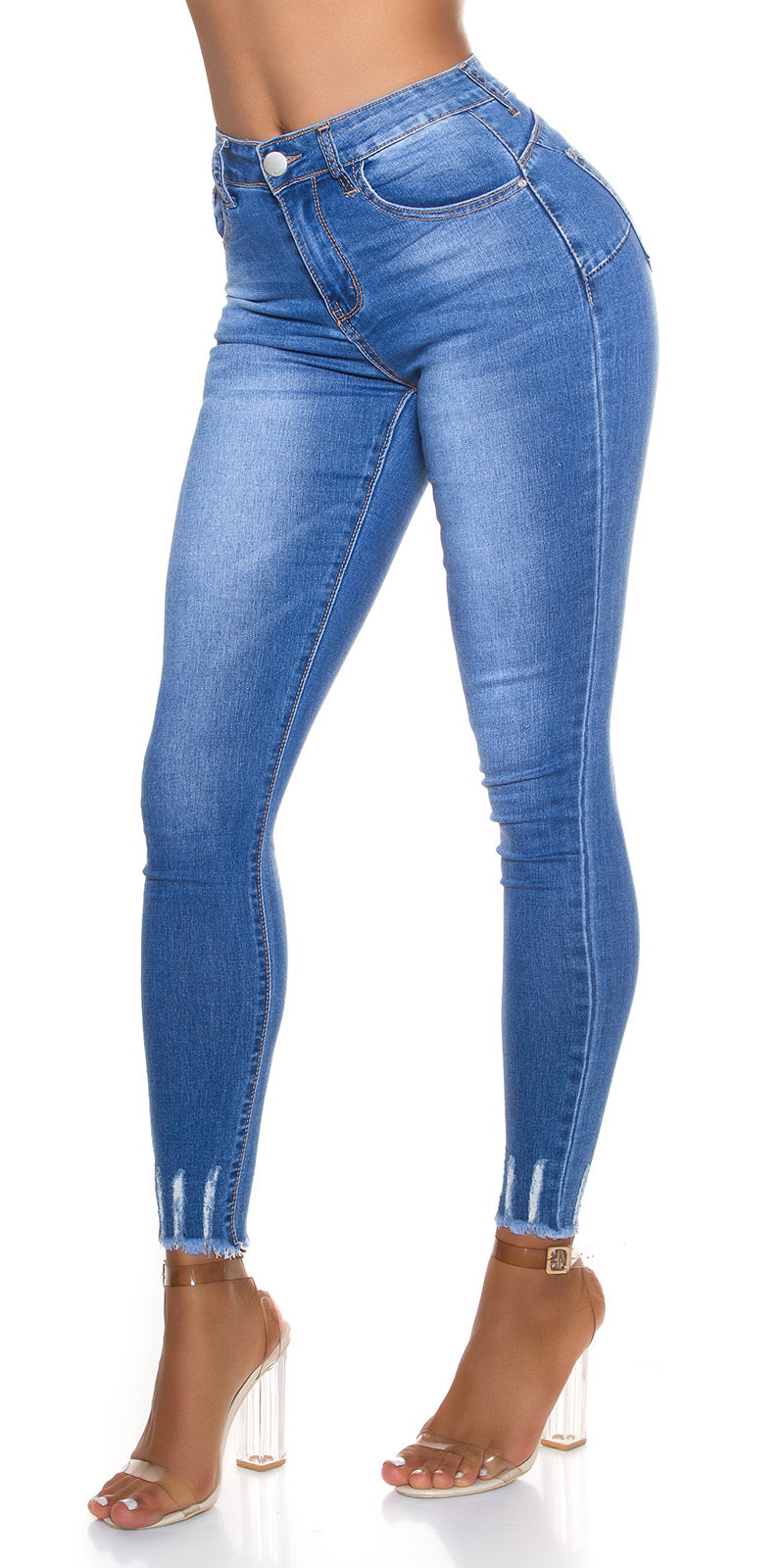 Seksowne klasyczne jeansy skinny z efektem push-up
