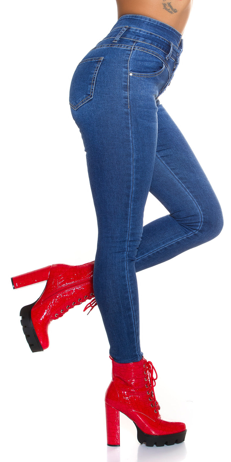 Seksowne jeansy skinny z wysokim stanem
